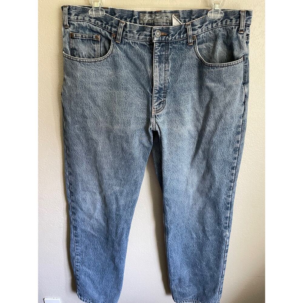 Eddie Bauer Fleece Lined Jeans Pants Denim Solid Cotton Relaxed Fit 40" x 34"
